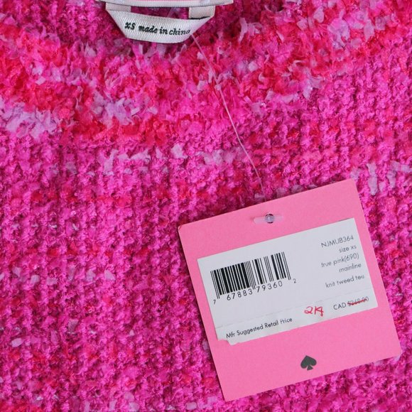 BEAUTIFUL Brand New Kate Spade XS Pink Tweed-look Sweater - Picture 2 of 4